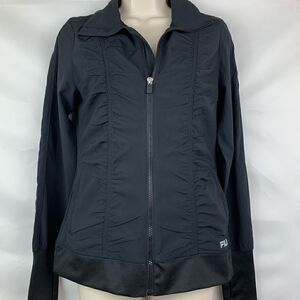 Fila Sport black ruched full zip athletic jacket